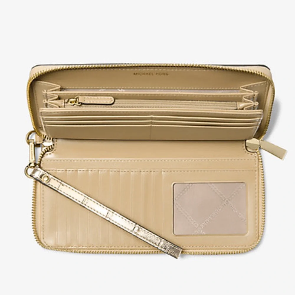Michael Kors JSet Travel Metallic Crocodile Embossed Leather Continental Wallet